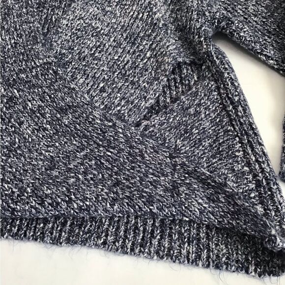 Wildfox Drew Oversize Herringbone Open V Chunky Sweater Blue White Size Small - Picture 11 of 13